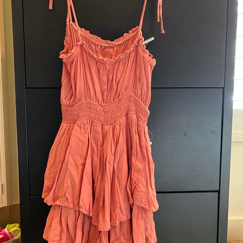 Flowy coral dress romper